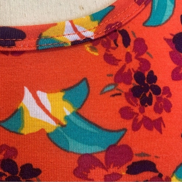 LulaRoe Carly Tee Shirt Dress Orange Floral short sleeved Comfy Size Medium - Picture 7 of 7